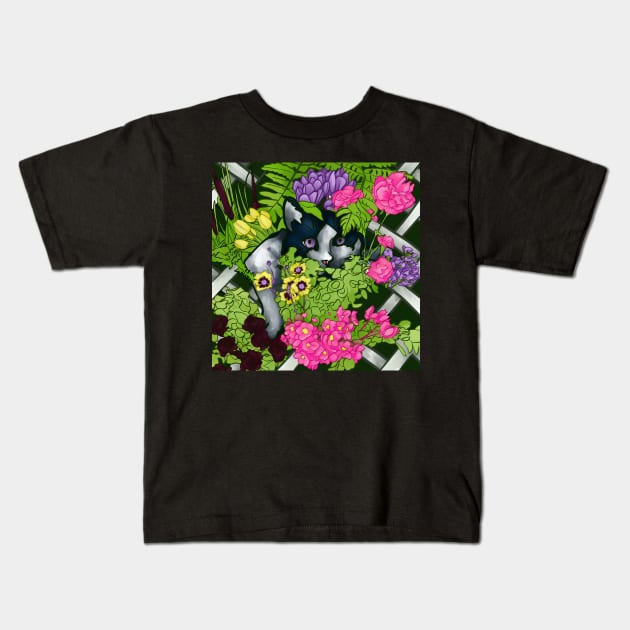 Peeking Kitty Kids T-Shirt by crossingraindrops@hotmail.com